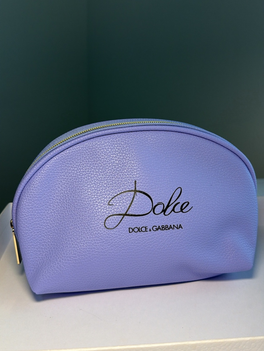 New,unused Dolce & Gabbana beauty Lilac Curved Cosmetic Pouch with Gold Zipper